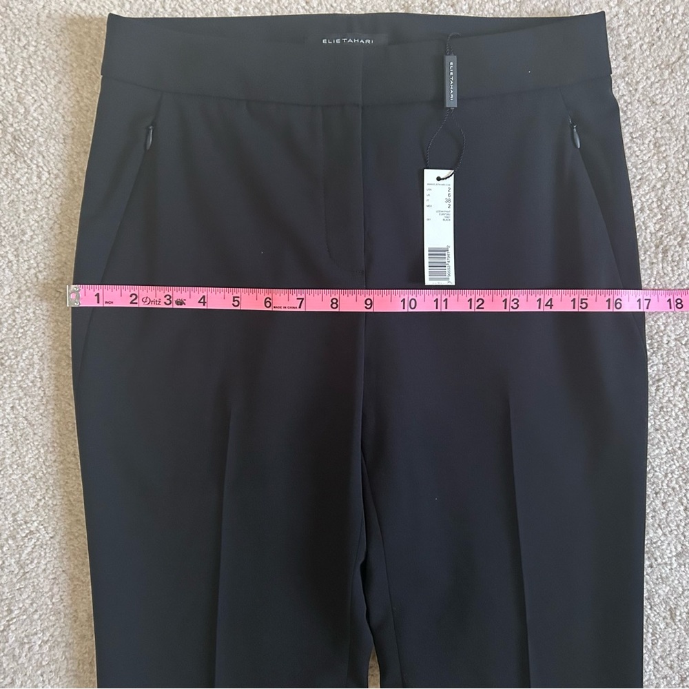 NWT $228 ELIE TAHARI LEENA WOOL BLEND PANTS BLACK SIZE 2 - Picture 6 of 9